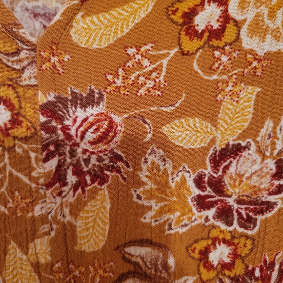 Mustard Floral Tie-Front Blouse - Picture 2 of 5